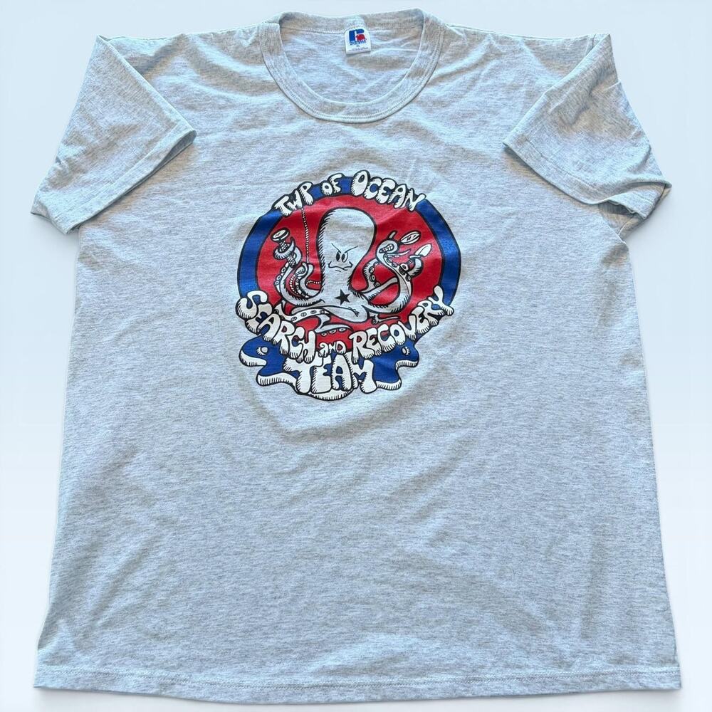 Vintage Russell Shirt Mens XL Gray TWP Of Ocean Search Recovery Tee T-Shirt USA